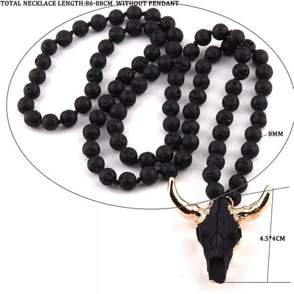 Unisex Fashion Bohemian Long Skull Pendant Necklace - Picture 7 of 14